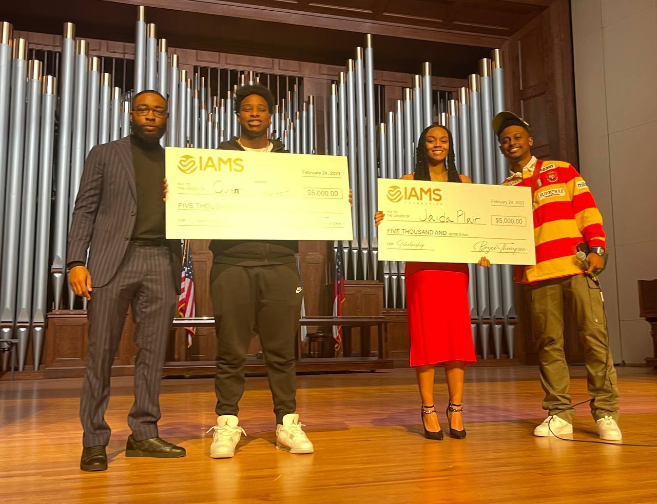 Students receiving the Achieve M.O.O.R.E x IAMS scholarship